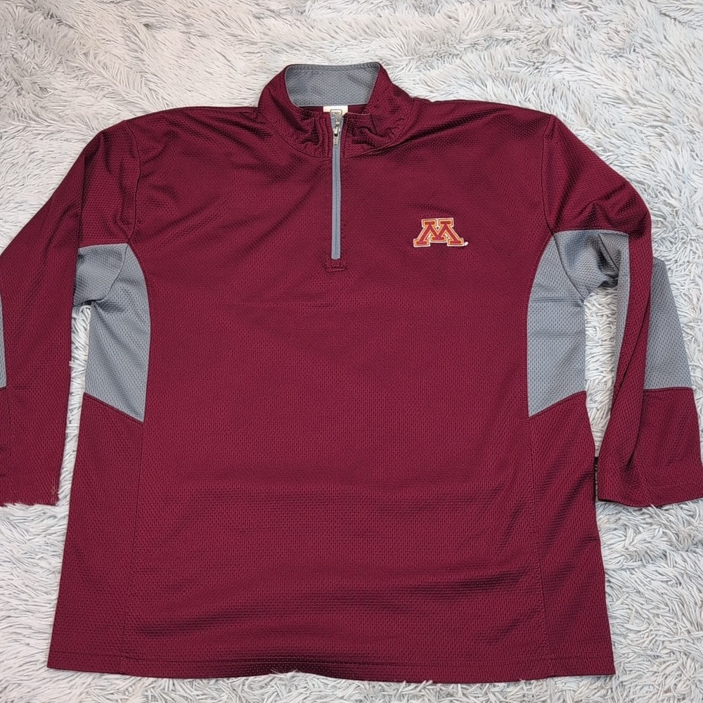 Minnesota Golden Gophers Shirt Mens XL Maroon Half Zip Athletic University
